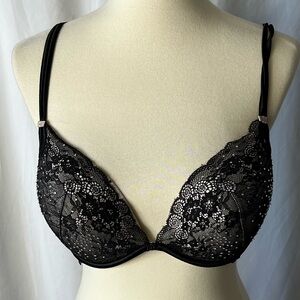 Victoria Secret Black & White Embellished Bra - 36 DD